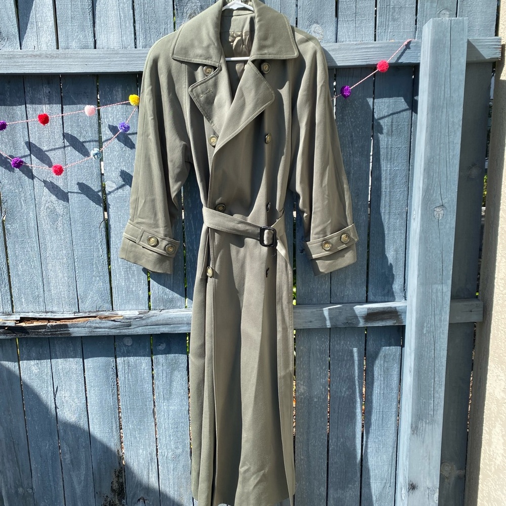 Saks Fifth Avenue Green Khaki Trench Coat
